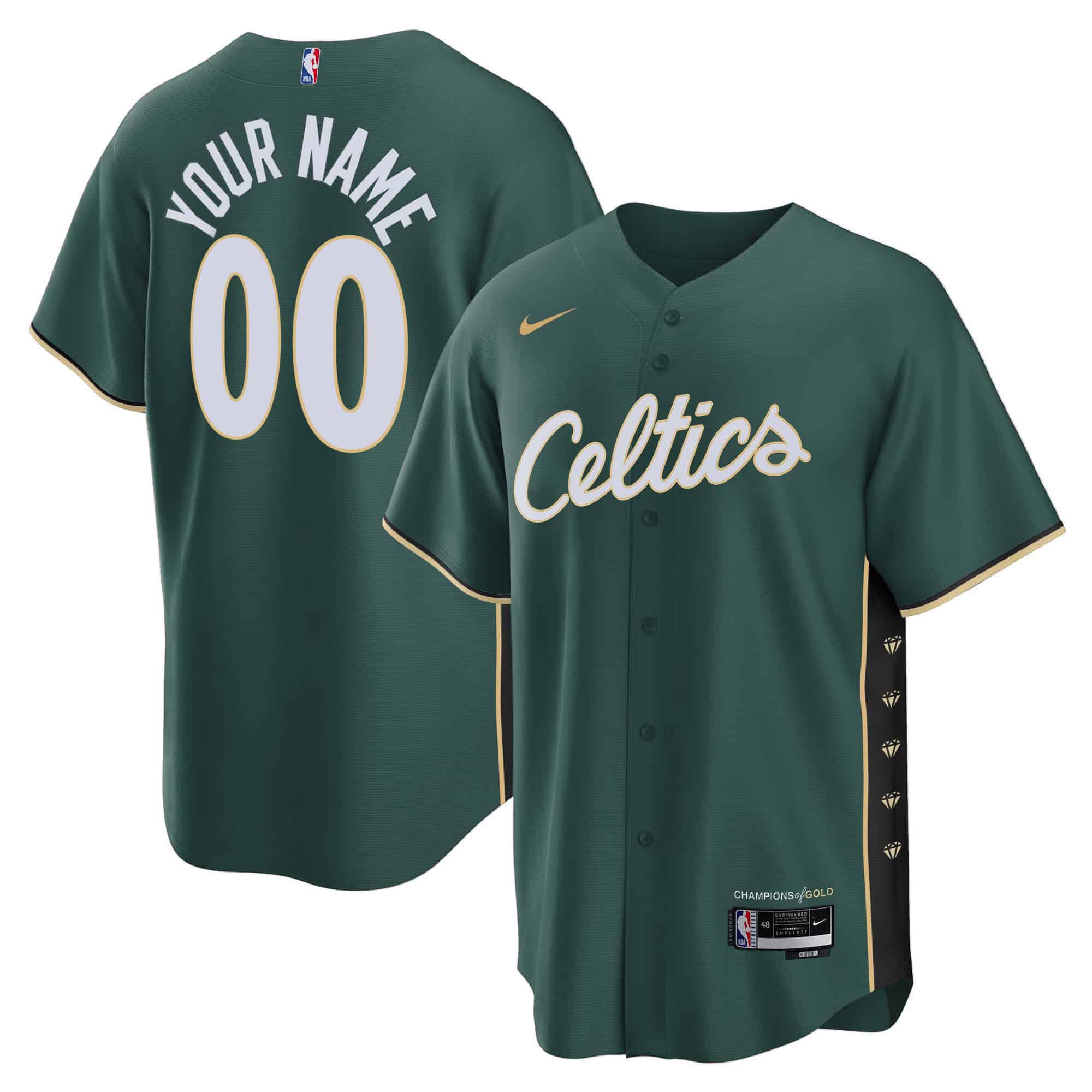 Men Boston Celtics Green 2024 Nike Baseball Custom NBA Jersey style 1